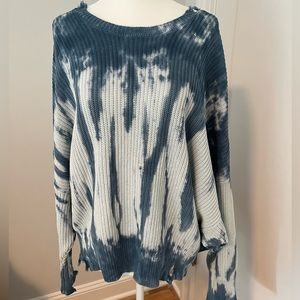 Violet chunky cotton knit sweater. Slouchy in fit, cropped. Size S.
